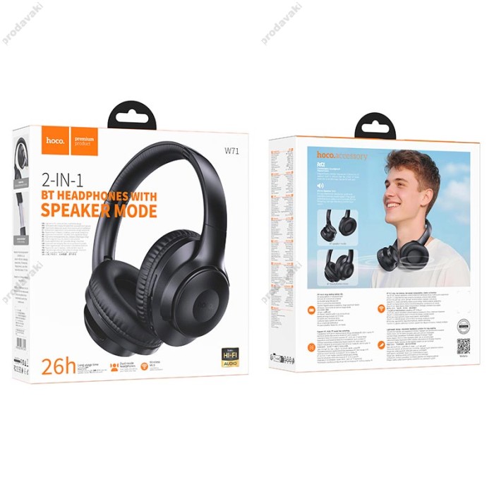 Бездротові Bluetooth навушники Hoco W71 Cool sound headphones BT 6.0 Black
