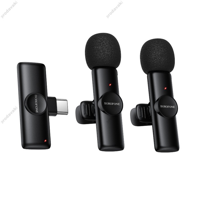 Бездротовий мікрофон BOROFONE BFK16A Wireless Microphone Type-C 2 мікрофона Black
