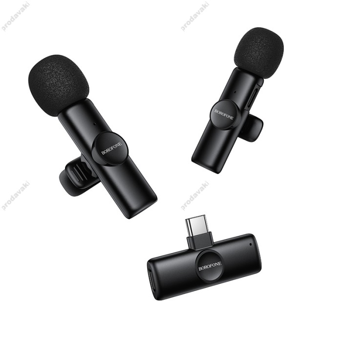Бездротовий мікрофон BOROFONE BFK16A Wireless Microphone Type-C 2 мікрофона Black