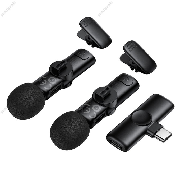 Бездротовий мікрофон BOROFONE BFK16A Wireless Microphone Type-C 2 мікрофона Black
