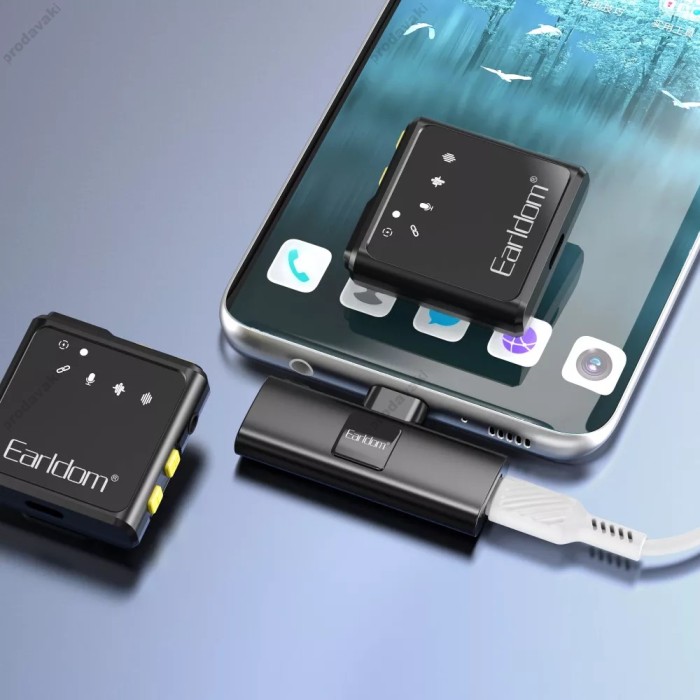 Бездротовий мікрофон Earldom ET-MC10C Wireless Microphone Type-C 2 мікрофона Black