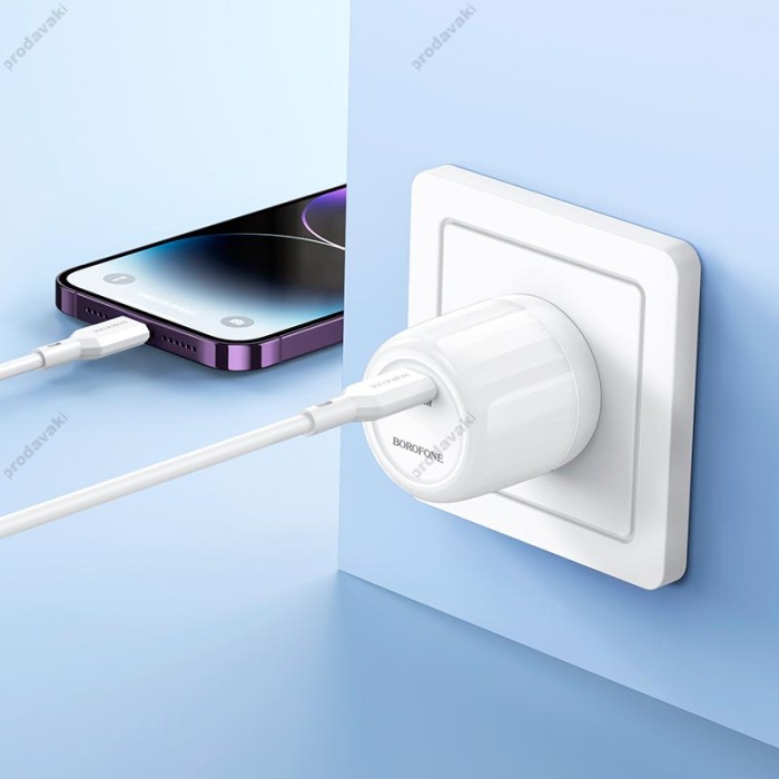 Мережевий зарядний пристрій Borofone BA92A Lustrous single port charger 20W White