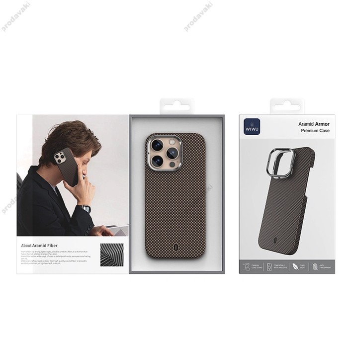Чохол WiWU DCC-208 ARAMID ARMOR MagSafe для iPhone 16 Pro Max Gold