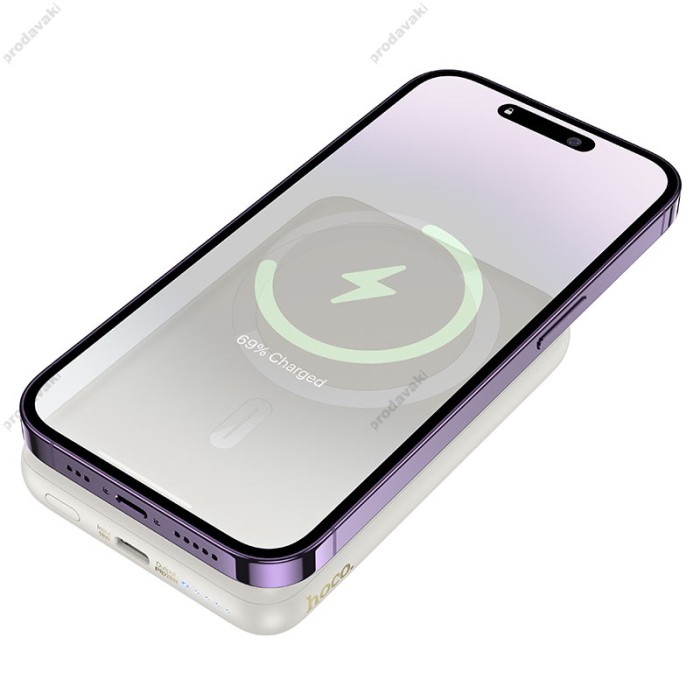 Повербанк портативний акумулятор Power bank Hoco J141 Grace MagSafe магнітний 20W 10000 mAh Milky white