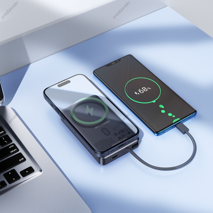 Повербанк портативний акумулятор Power bank Hoco Q44 MagSafe Origen dual magnetic PD 20W 10000 mAh Grey