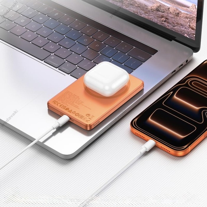 Повербанк портативний акумулятор Power bank Hoco Q26 Joy MagSafe магнітний 20W 5000 mAh Orange