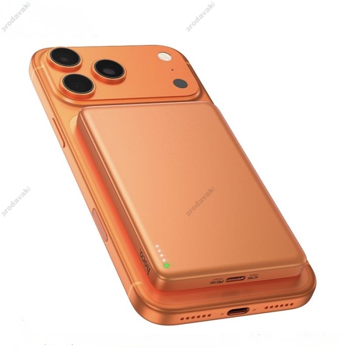 Повербанк портативний акумулятор Power bank Hoco Q26 Joy MagSafe магнітний 20W 5000 mAh Orange