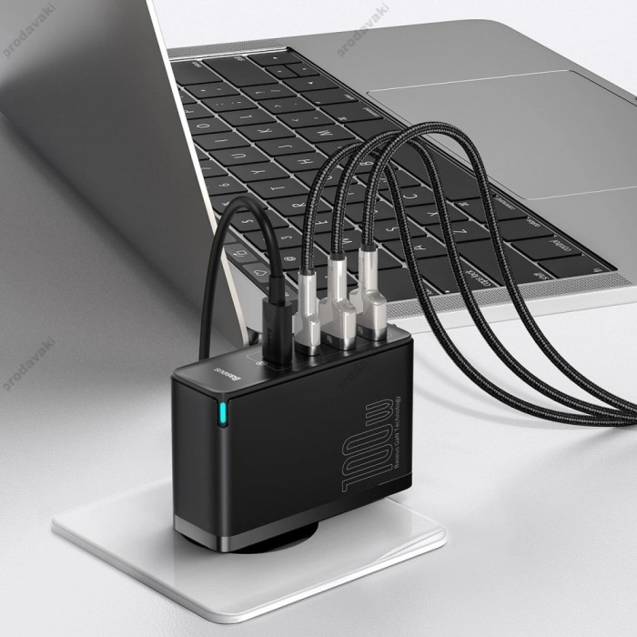 Мережевий зарядний пристрій Baseus GaN2 Pro Quick Charger 2C+2U 100W Black CCGAN2P-L01