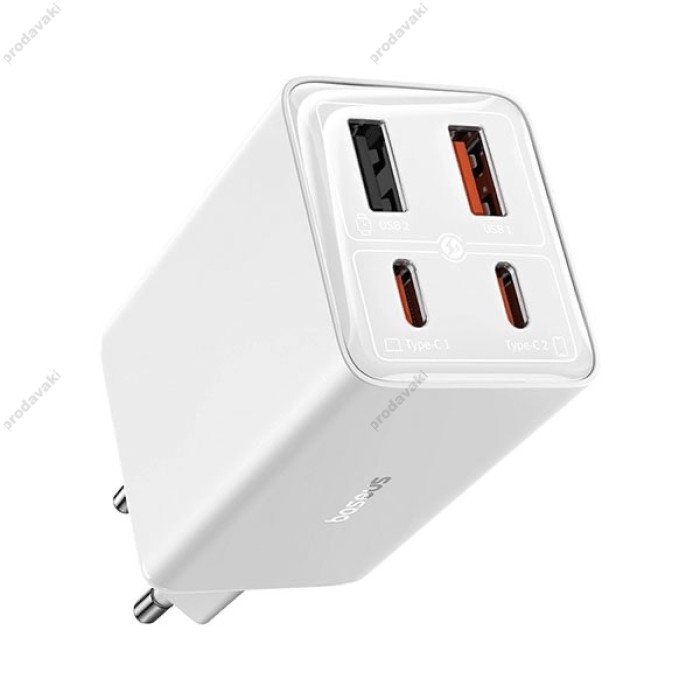 Мережевий зарядний пристрій Baseus GaN6 Pro Fast Charger 2C+2U Type-C cable 65W White P10162701213-00