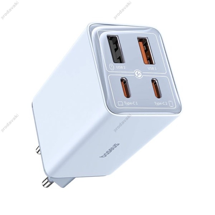 Мережевий зарядний пристрій Baseus GaN6 Pro Fast Charger 2C+2U Type-C cable 65W Blue P10162701313-00