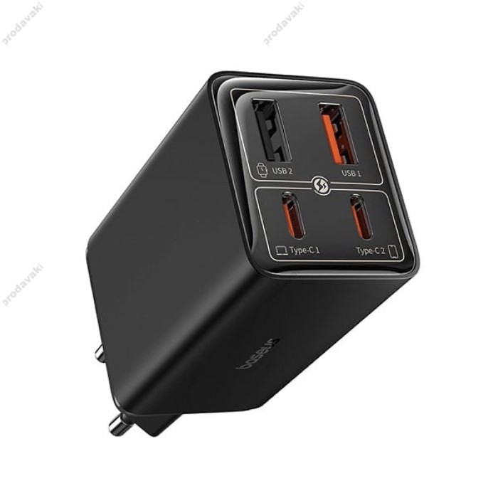 Мережевий зарядний пристрій Baseus GaN6 Pro Fast Charger 2C+2U Type-C cable 65W Black P10162701113-00