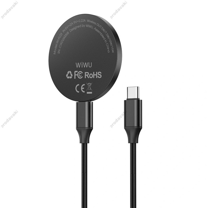 Бездротова зарядка Wiwu Wi-W034 Kevlar MagSafe Wireless Charger Black