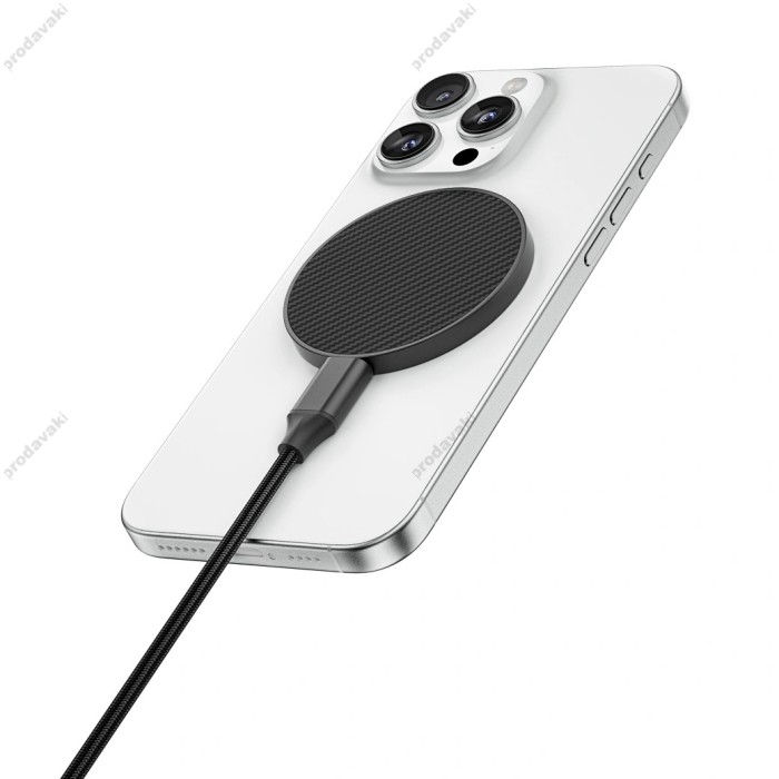 Бездротова зарядка Wiwu Wi-W034 Kevlar MagSafe Wireless Charger Black
