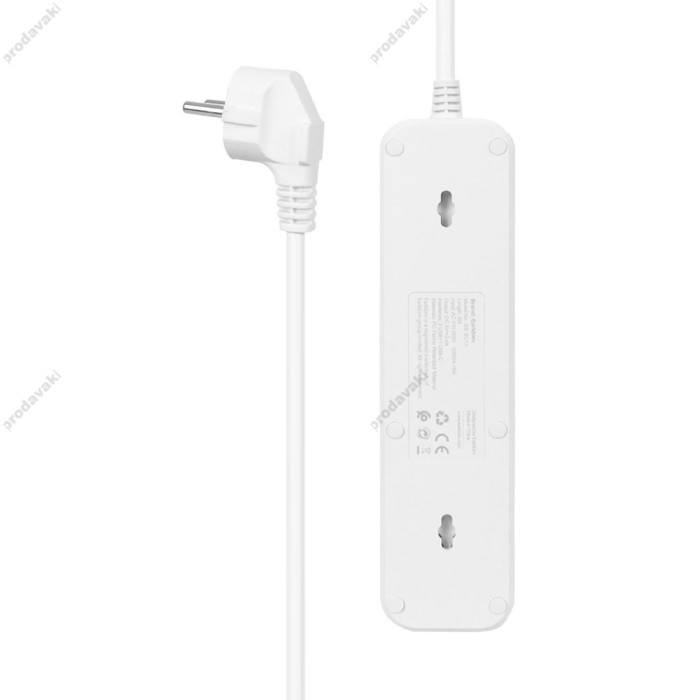 Подовжувач мережевий фільтр Earldom ES-SC13 2U/3P/1C 2m White