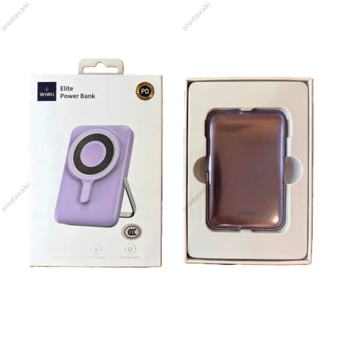 Повербанк портативний акумулятор Power bank Wiwu Wi-P018 Magnetic MagSafe магнітний 10000 mAh Purple