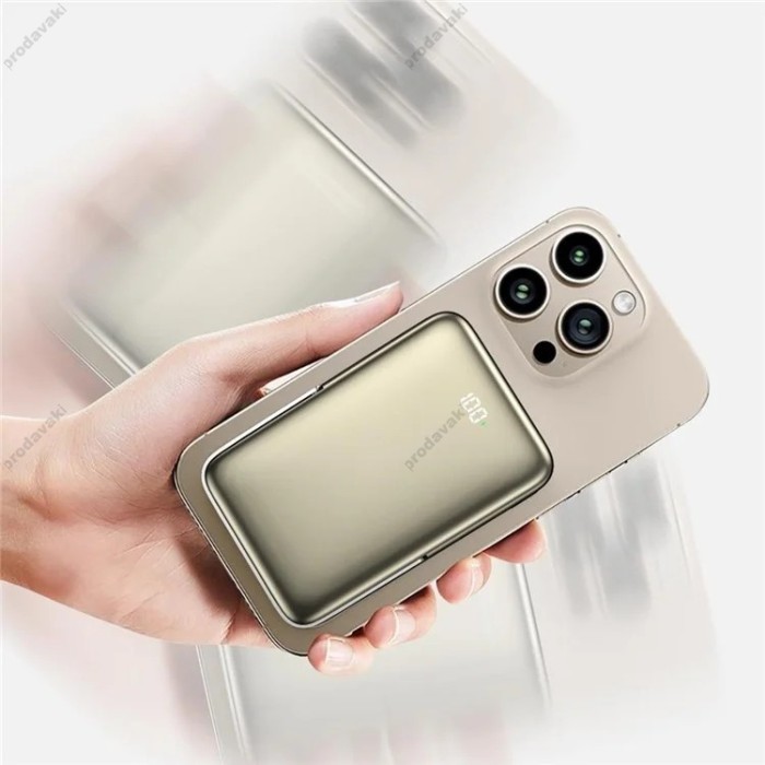 Повербанк портативний акумулятор Power bank Wiwu Wi-P018 Magnetic MagSafe магнітний 10000 mAh Grеy