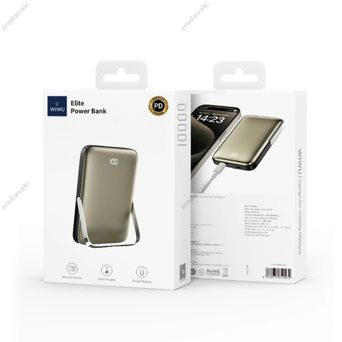 Повербанк портативний акумулятор Power bank Wiwu Wi-P018 Magnetic MagSafe магнітний 10000 mAh Grеy
