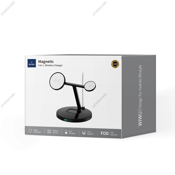Бездротова зарядка Wiwu Wi-W032 4 in 1 wireless charge Black