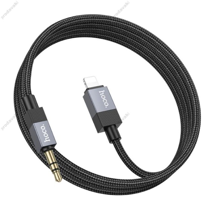 Кабель аудіо AUX Hoco UPA32A Lightning to 3.5mm Male Cable 1m Black