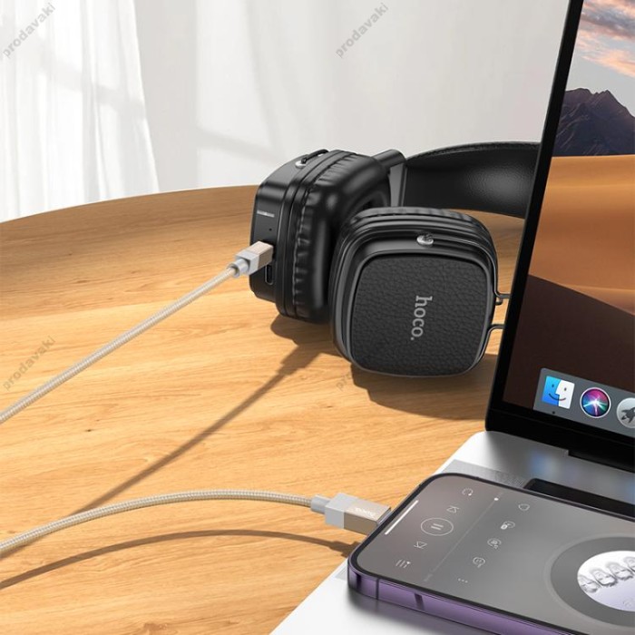 Кабель аудіо AUX Hoco UPA32A Lightning to 3.5mm Male Cable 1m Black