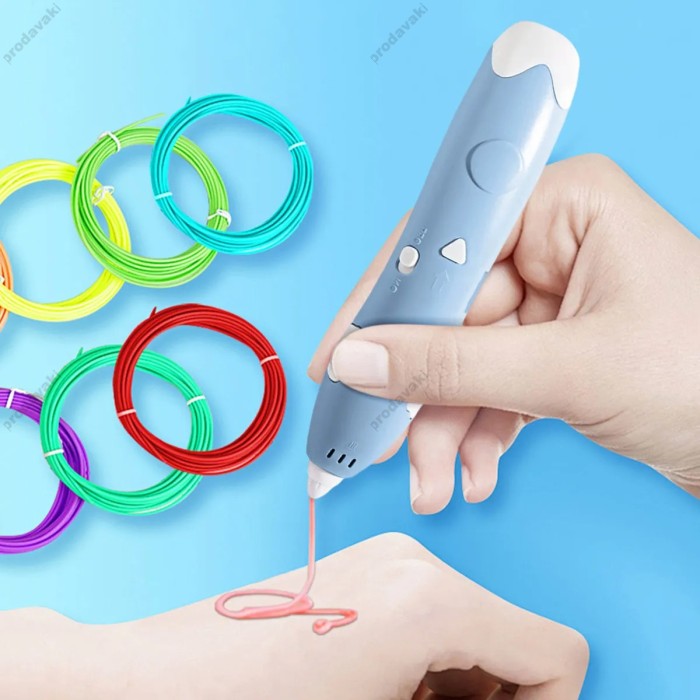 Іграшка 3D Pen ручка в комплекті із пластиком 3х кольорів Blue
