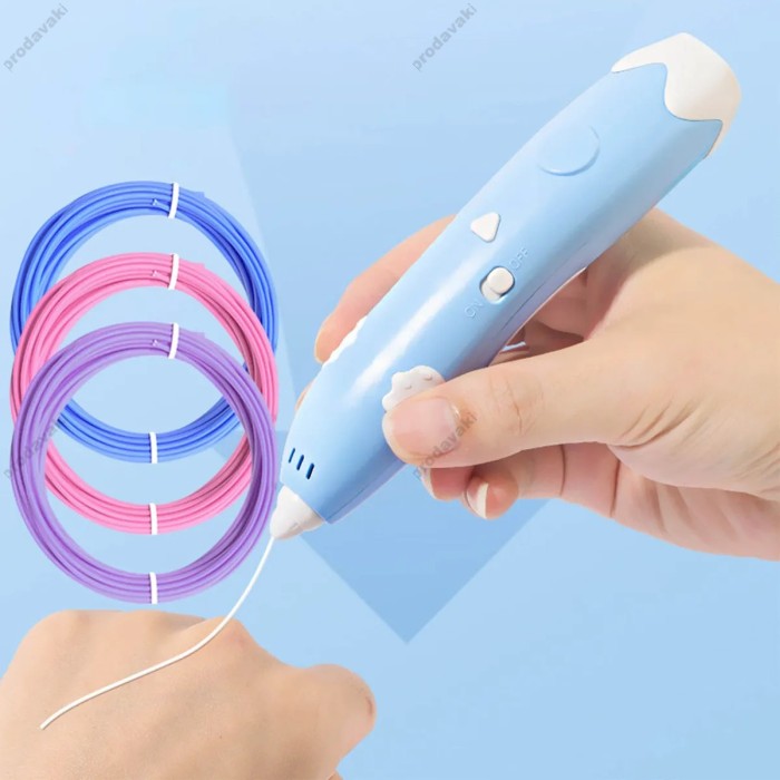 Іграшка 3D Pen ручка в комплекті із пластиком 3х кольорів Blue