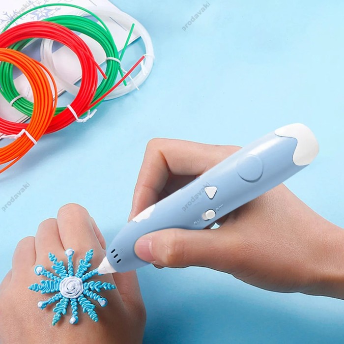 Іграшка 3D Pen ручка в комплекті із пластиком 3х кольорів Blue
