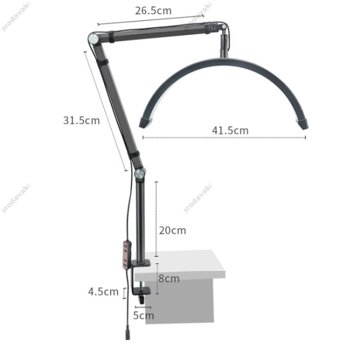 Безтіньова LED лампа CH HD-M3X 20W 39x13 41.5 cm у формі півмісяця 3000K-6000K Black