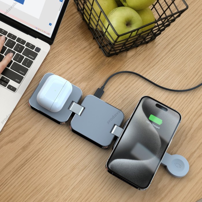 Бездротова зарядка Earldom ET-WC54 4 in 1 MagSafe Fast Charger Black