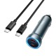 Автомобільний зарядний пристрій Hoco Z54B Prosperous Car charger Type-C set 3A 60W Metal Grey