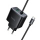 Мережевий зарядний пристрій HOCO C164A New charger Type-C cable U+C 30W Black
