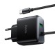 Мережевий зарядний пристрій HOCO C164A New charger Type-C cable U+C 30W Black