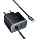 Мережевий зарядний пристрій HOCO C164A New charger Type-C cable U+C 30W Black