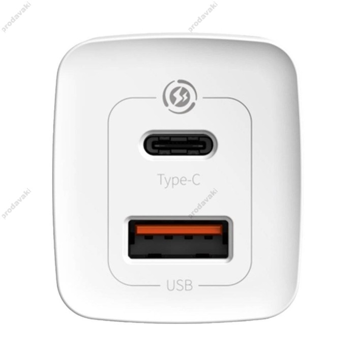 Зарядний пристрій Baseus GaN2 Lite Quick Charger C+U 65W White CCGAN2L-B02