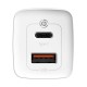 Зарядний пристрій Baseus GaN2 Lite Quick Charger C+U 65W White CCGAN2L-B02