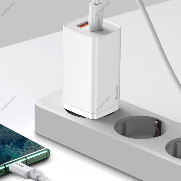Зарядний пристрій Baseus GaN2 Lite Quick Charger C+U 65W White CCGAN2L-B02