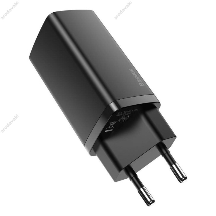 Мережевий зарядний пристрій Baseus GaN2 Lite Quick Charger C+U 65W Black CCGAN2L-B01