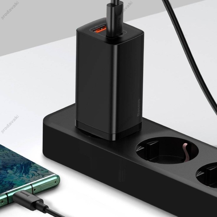 Мережевий зарядний пристрій Baseus GaN2 Lite Quick Charger C+U 65W Black CCGAN2L-B01