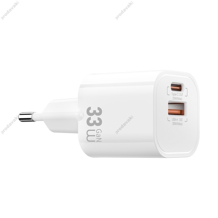 Мережевий зарядний пристрій Wiwu Wi-G017 Cube GaN Fast Charger 33W White