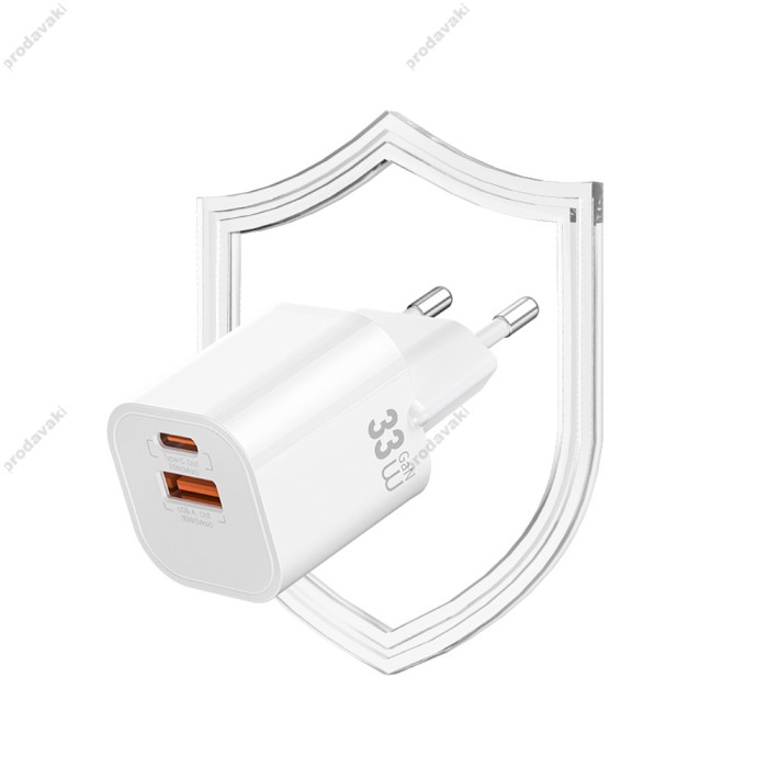 Мережевий зарядний пристрій Wiwu Wi-G017 Cube GaN Fast Charger 33W White