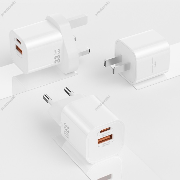 Мережевий зарядний пристрій Wiwu Wi-G017 Cube GaN Fast Charger 33W White