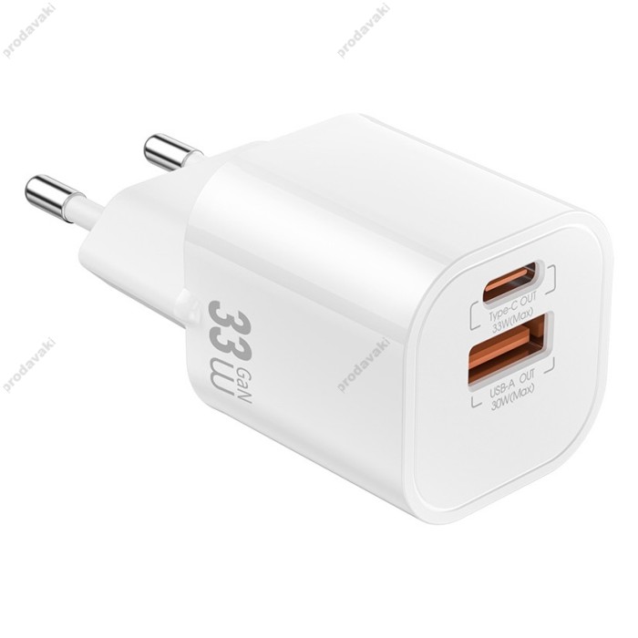 Мережевий зарядний пристрій Wiwu Wi-G017 Cube GaN Fast Charger 33W White