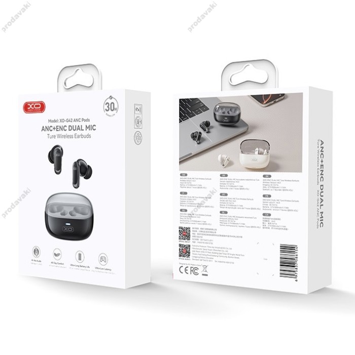 Бездротові Bluetooth навушники XO G42 Golden Bud Exquisite Dual-Mic ANC+ENC Earbuds BT 5.4 Black