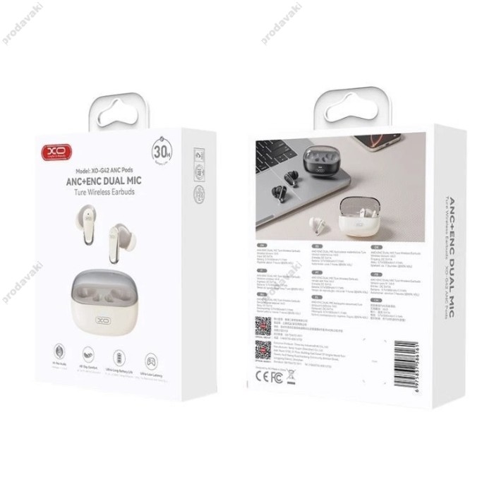 Бездротові Bluetooth навушники XO G42 Golden Bud Exquisite Dual-Mic ANC+ENC Earbuds BT 5.4 Beige