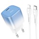Мережевий зарядний пристрій HOCO C101A single port charger cable Type-C to Lightning 20W Blue