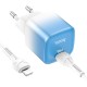 Мережевий зарядний пристрій HOCO C101A single port charger cable Type-C to Lightning 20W Blue