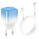 Мережевий зарядний пристрій HOCO C101A single port charger cable Type-C to Lightning 20W Blue