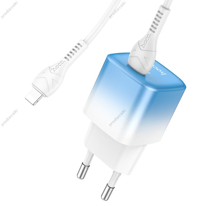 Мережевий зарядний пристрій HOCO C101A single port charger cable Type-C to Lightning 20W Blue