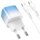 Мережевий зарядний пристрій HOCO C101A single port charger cable Type-C to Type-C 20W Blue