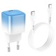 Мережевий зарядний пристрій HOCO C101A single port charger cable Type-C to Type-C 20W Blue